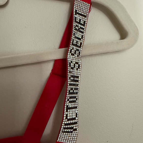Victoria's Secret Red Padded Bra with Embellished Logo Straps - Picture 4 of 7